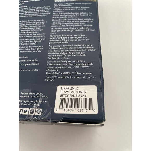 Baby Itzy Ritzy Bitzy Pal Bunny Pacifier & Cotton Lovey Plush Toy Pink 0-6 Mos - Picture 9 of 9